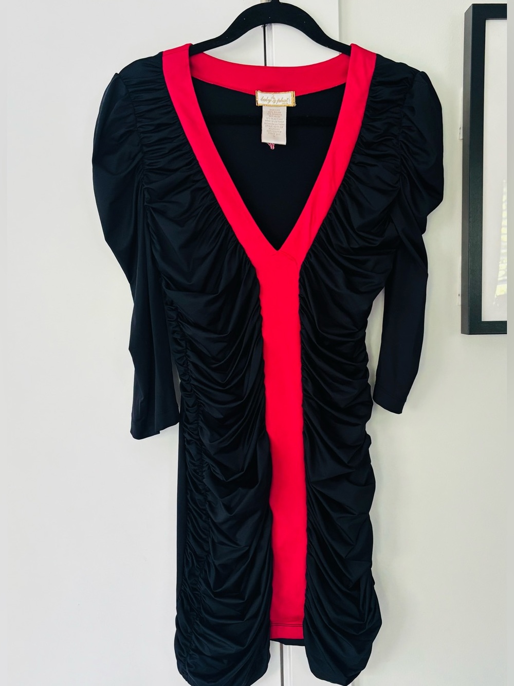 Y2K VTG Baby Phat red black ruche sexy dress Kimora Lee Simmons size M